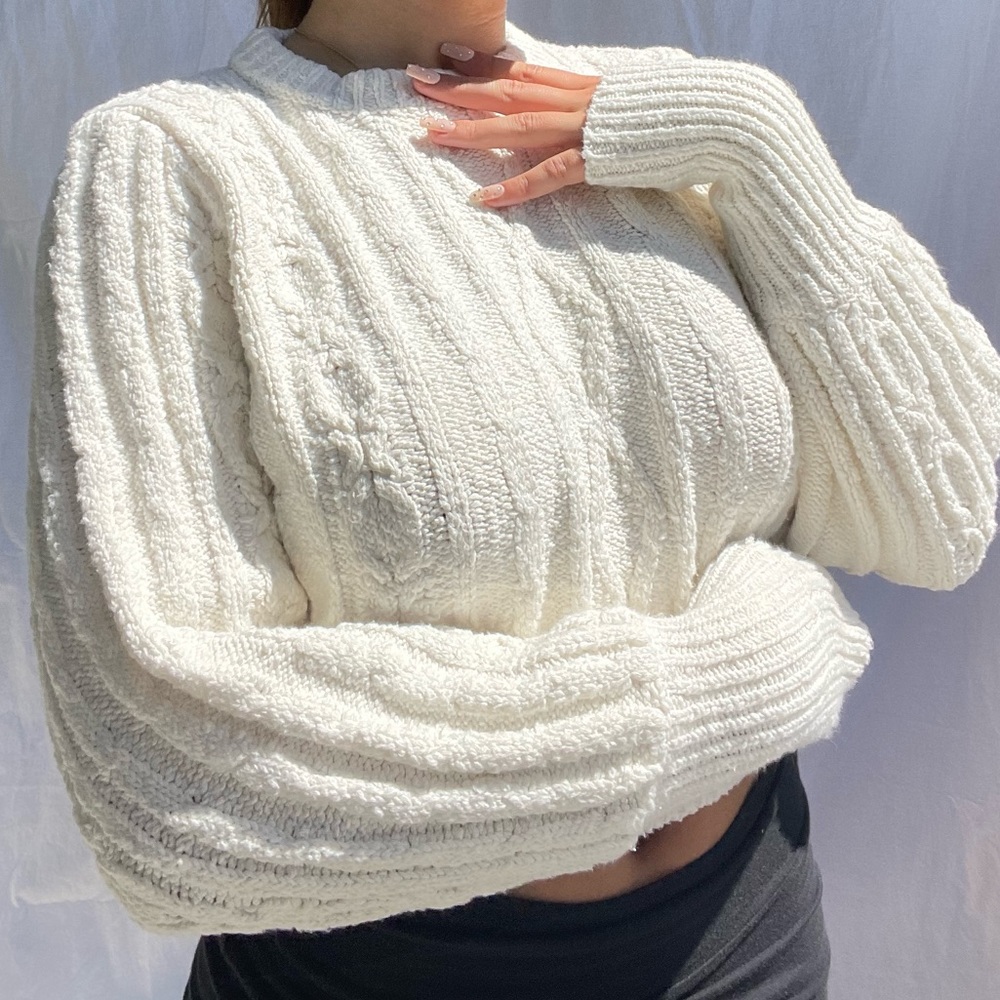 White Cropped Sweater Urban Outfitters